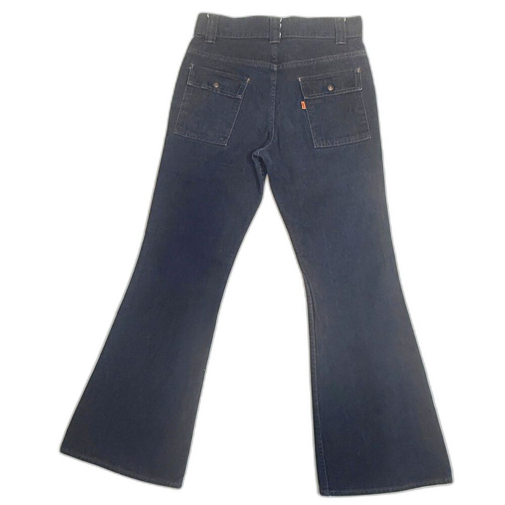 Vintage Levi's 1970s | Orange Tab | Bush Pants Bell Bottom Dark Denim | 30 x 29